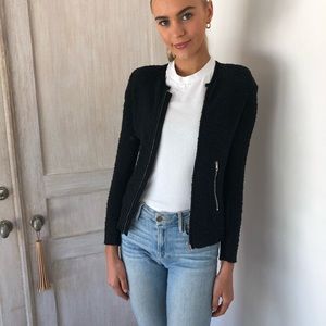 iro tweed zip-up jacket/sweater